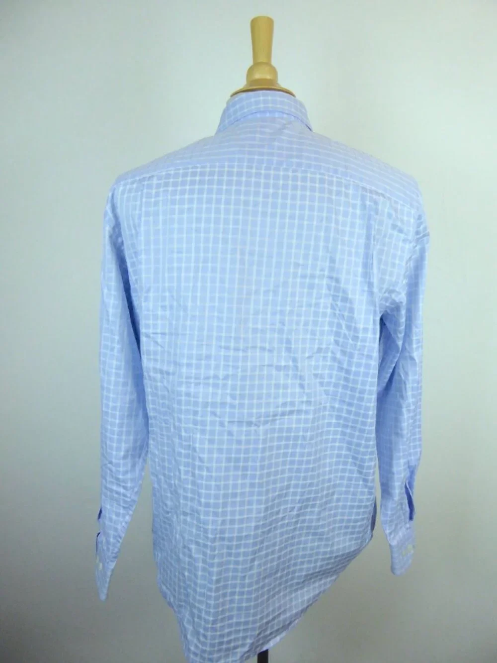 BANANA REPUBLIC blue box plaid SHIRT M 15 15.5 cotton dress button up